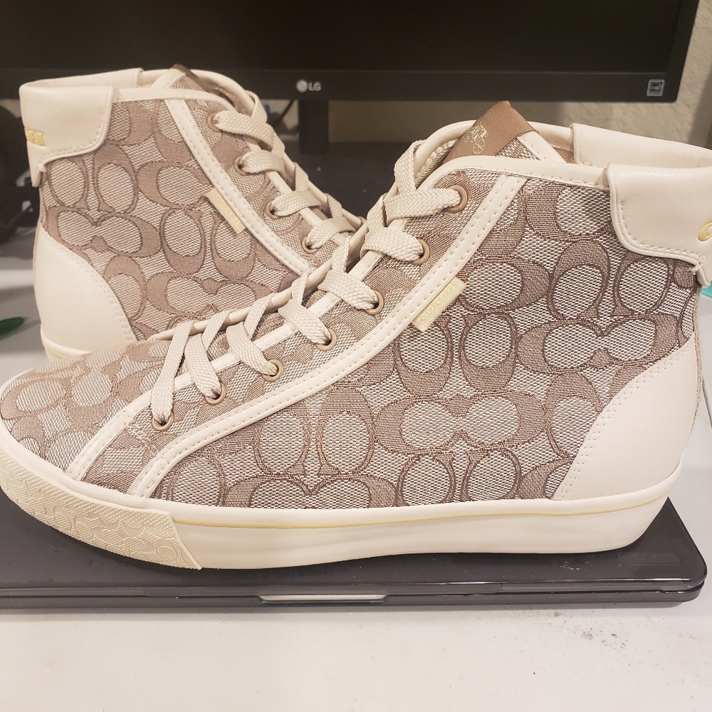 Coach Citysole Jacquard Logo High top Platform Sneakers - Picture 6 of 8